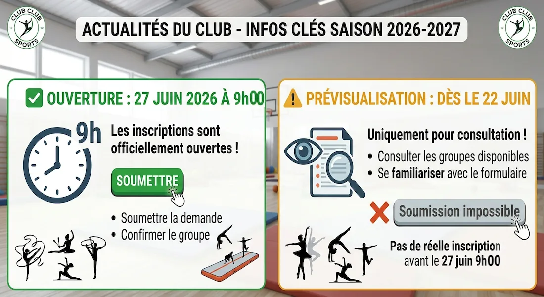 Inscriptions pour la saison 2026-2027